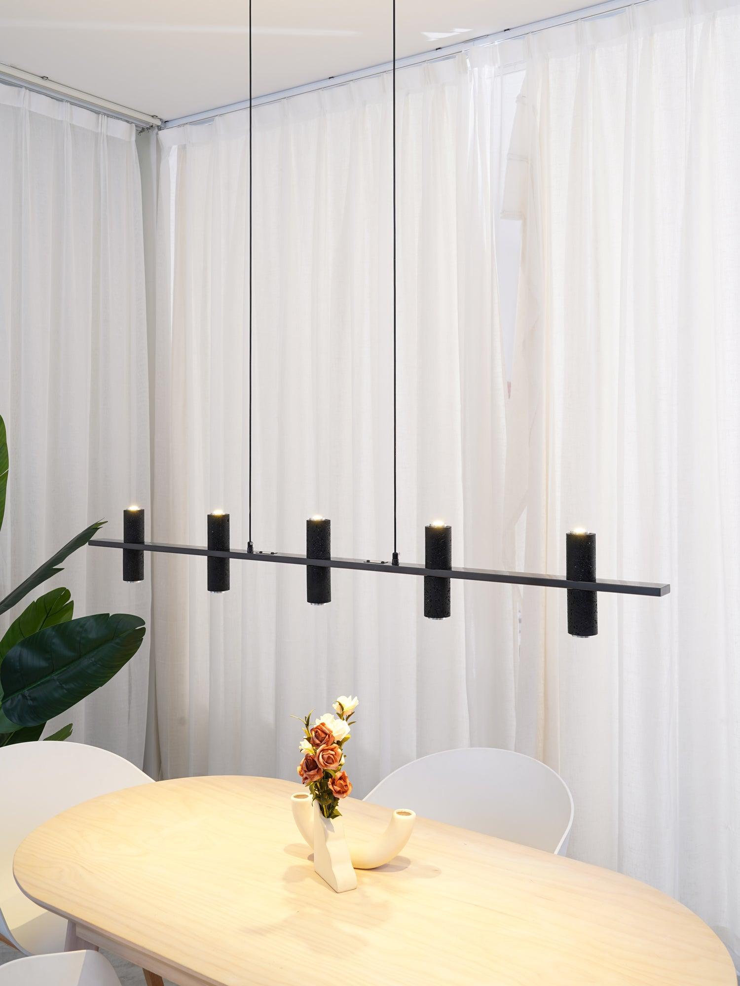 Minimalist Chandelier Black Travertine Copper Design 7
