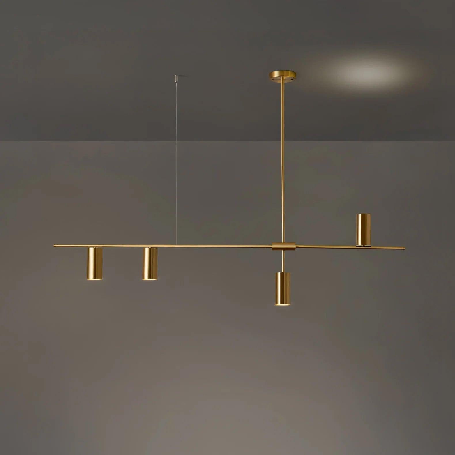 Minimalist Chandelier Metal Adjustable Height Black Gold 0