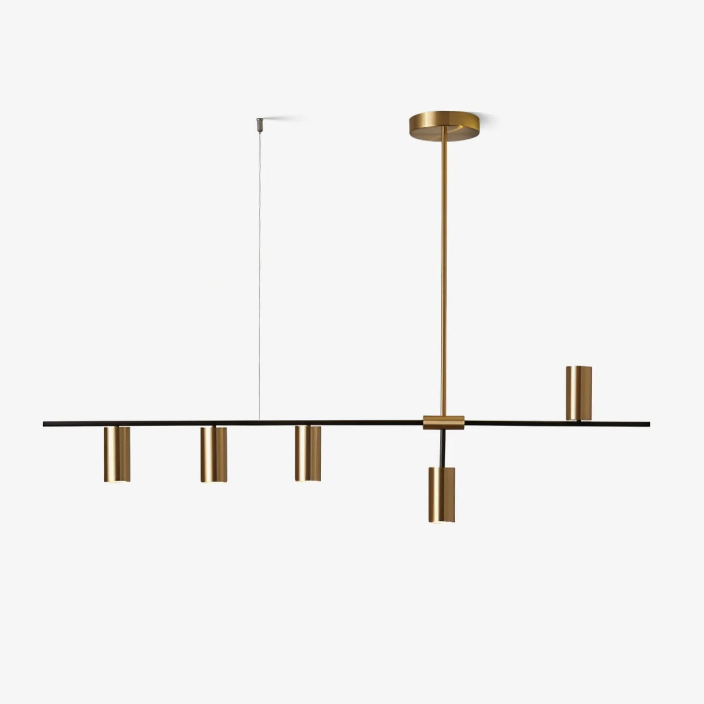 Minimalist Chandelier Metal Adjustable Height Black Gold 1