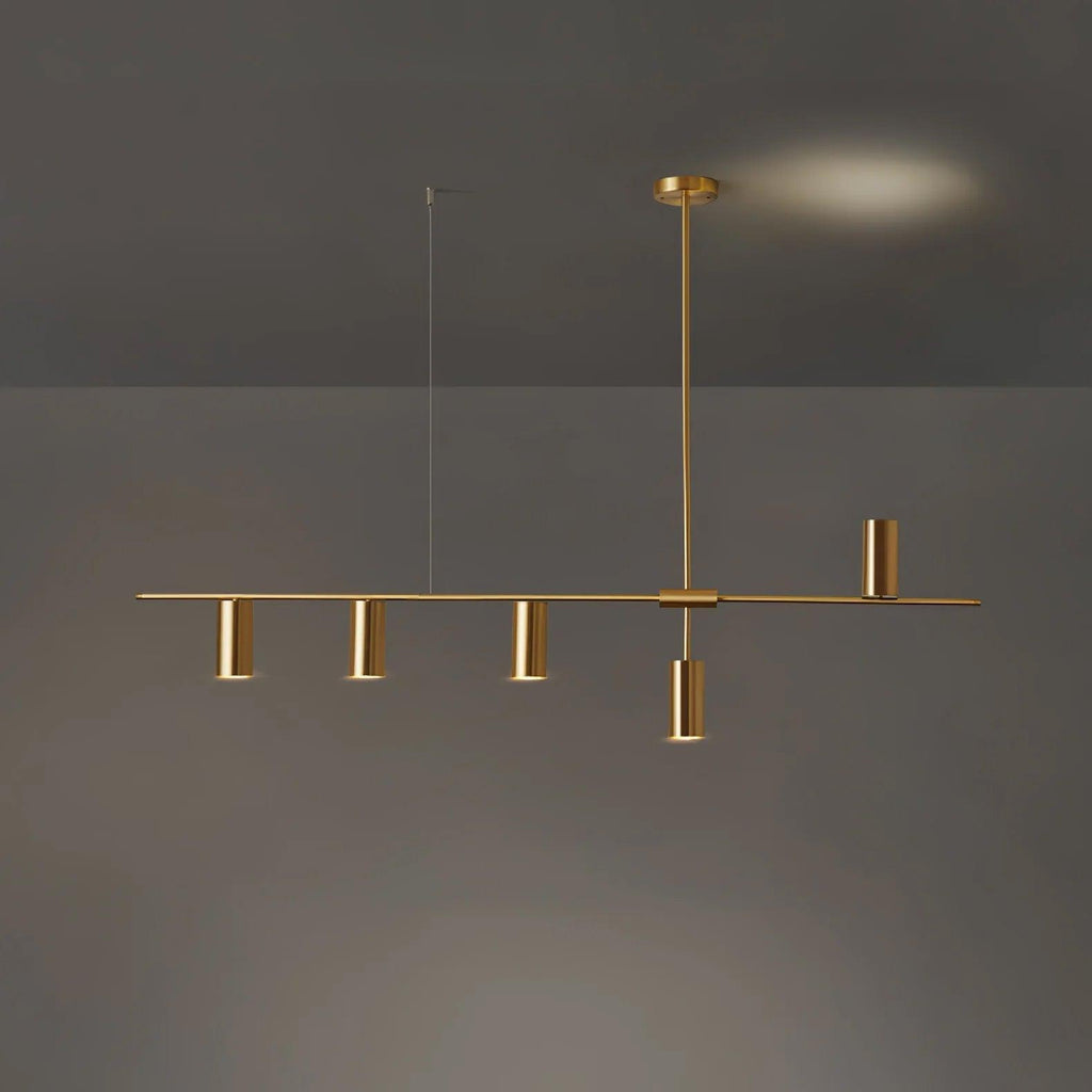 Minimalist Chandelier Metal Adjustable Height Black Gold 10