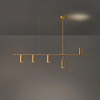 Minimalist Chandelier Metal Adjustable Height Black Gold 10