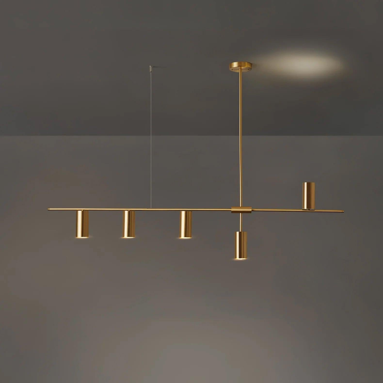 Minimalist Chandelier Metal Adjustable Height Black Gold 10