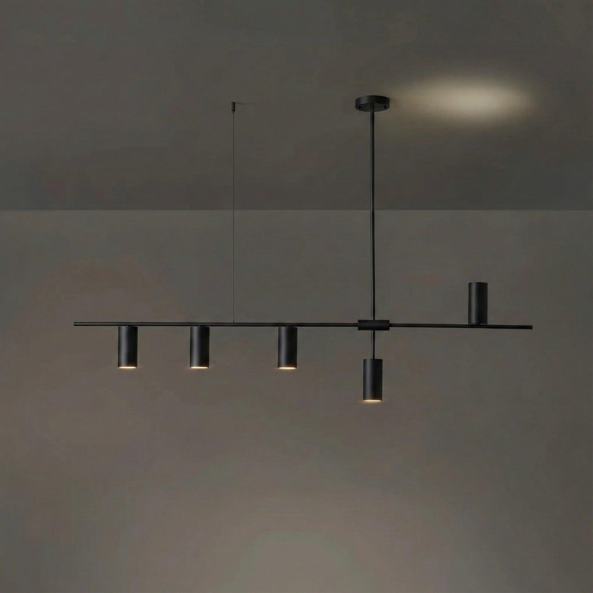Minimalist Chandelier Metal Adjustable Height Black Gold 11