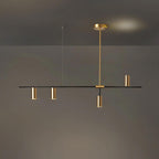 Minimalist Chandelier Metal Adjustable Height Black Gold 12