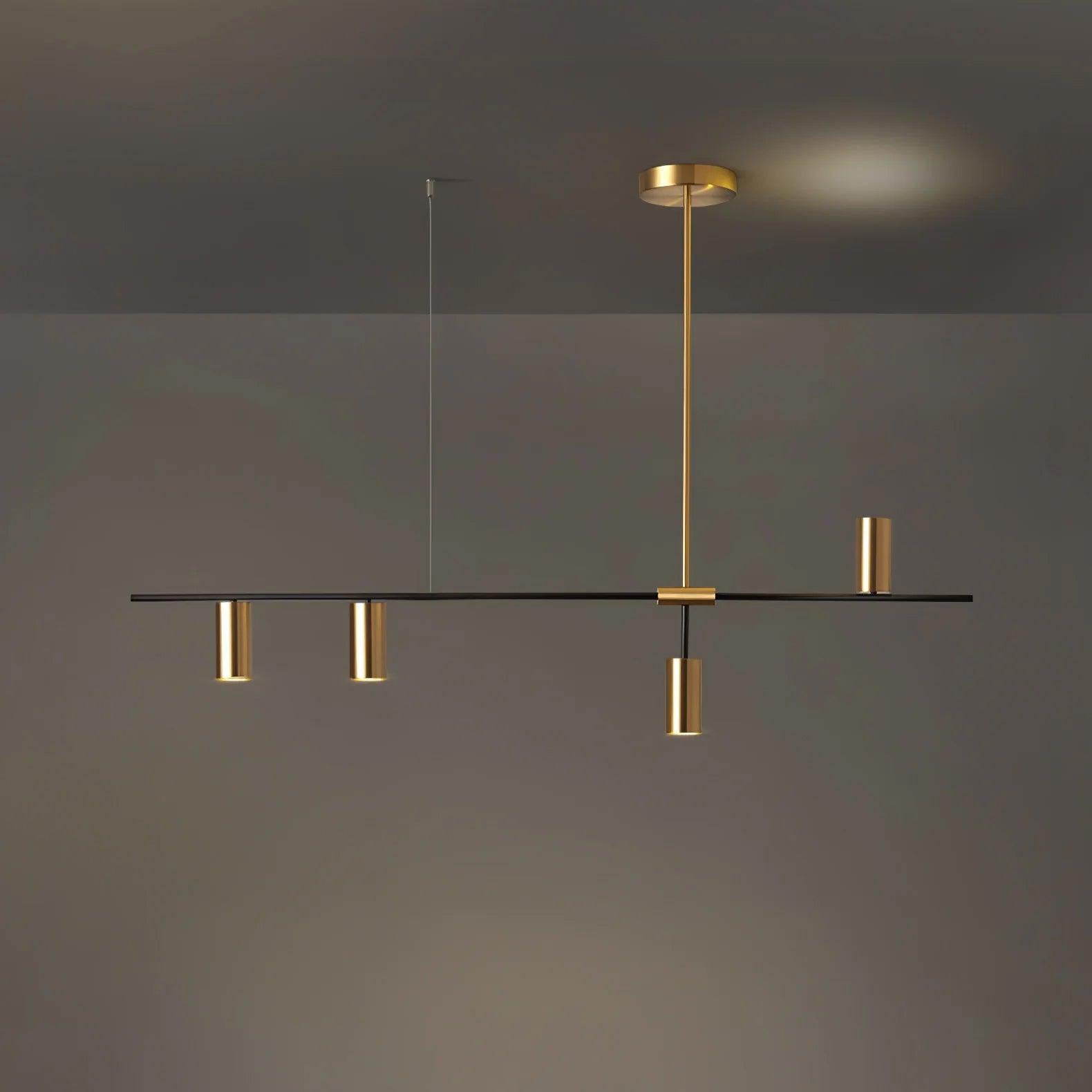 Minimalist Chandelier Metal Adjustable Height Black Gold 12