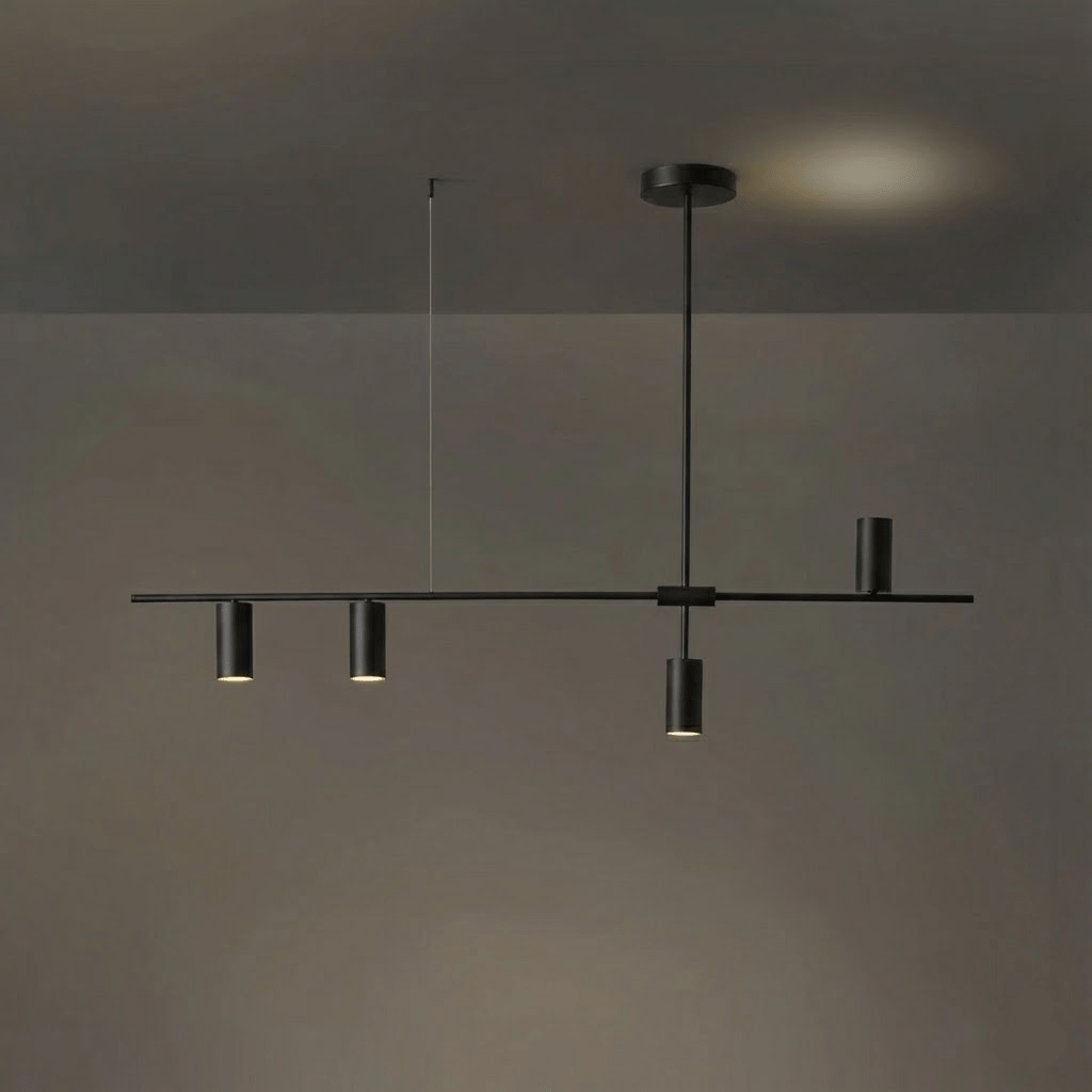 Minimalist Chandelier Metal Adjustable Height Black Gold 13