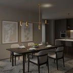 Minimalist Chandelier Metal Adjustable Height Black Gold 3