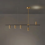 Minimalist Chandelier Metal Adjustable Height Black Gold 9