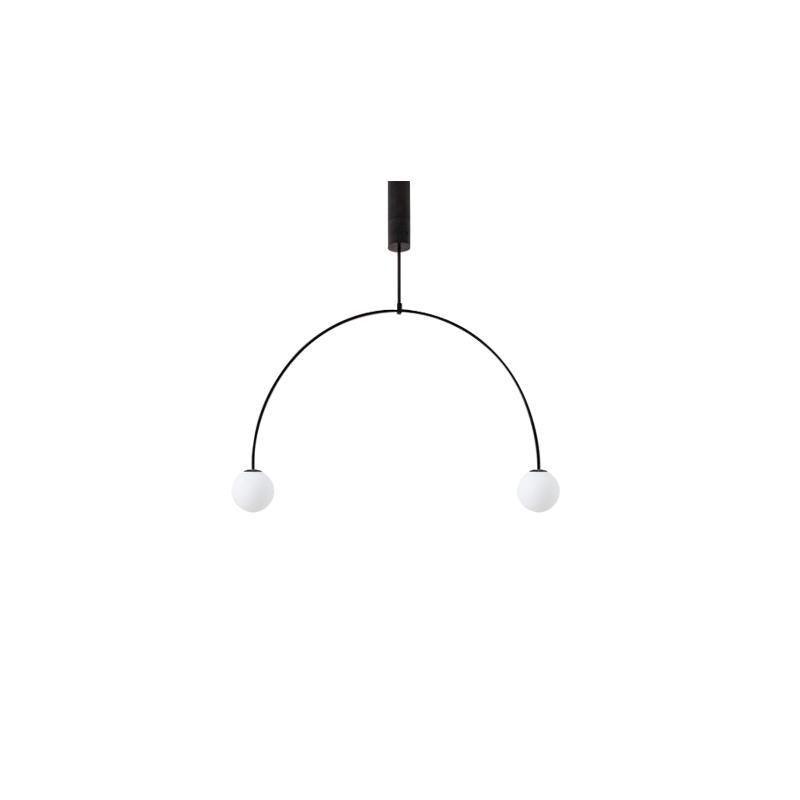 Minimalist Chandelier Patinated Brass Opaline Glass Adjustable 0