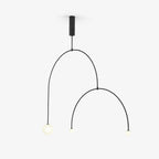 Minimalist Chandelier Patinated Brass Opaline Glass Adjustable 1