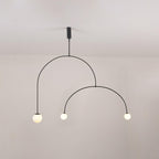 Minimalist Chandelier Patinated Brass Opaline Glass Adjustable 11