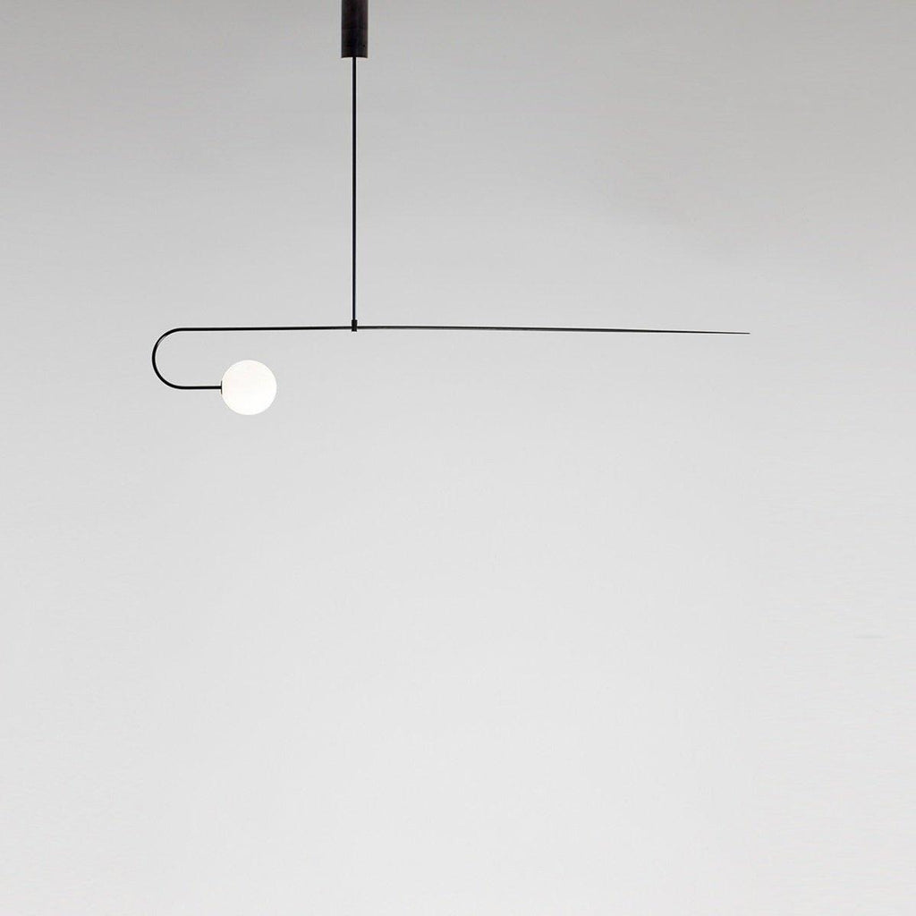 Minimalist Chandelier Patinated Brass Opaline Glass Adjustable 12