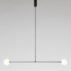 Minimalist Chandelier Patinated Brass Opaline Glass Adjustable 13