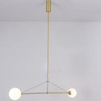 Minimalist Chandelier Patinated Brass Opaline Glass Adjustable 14