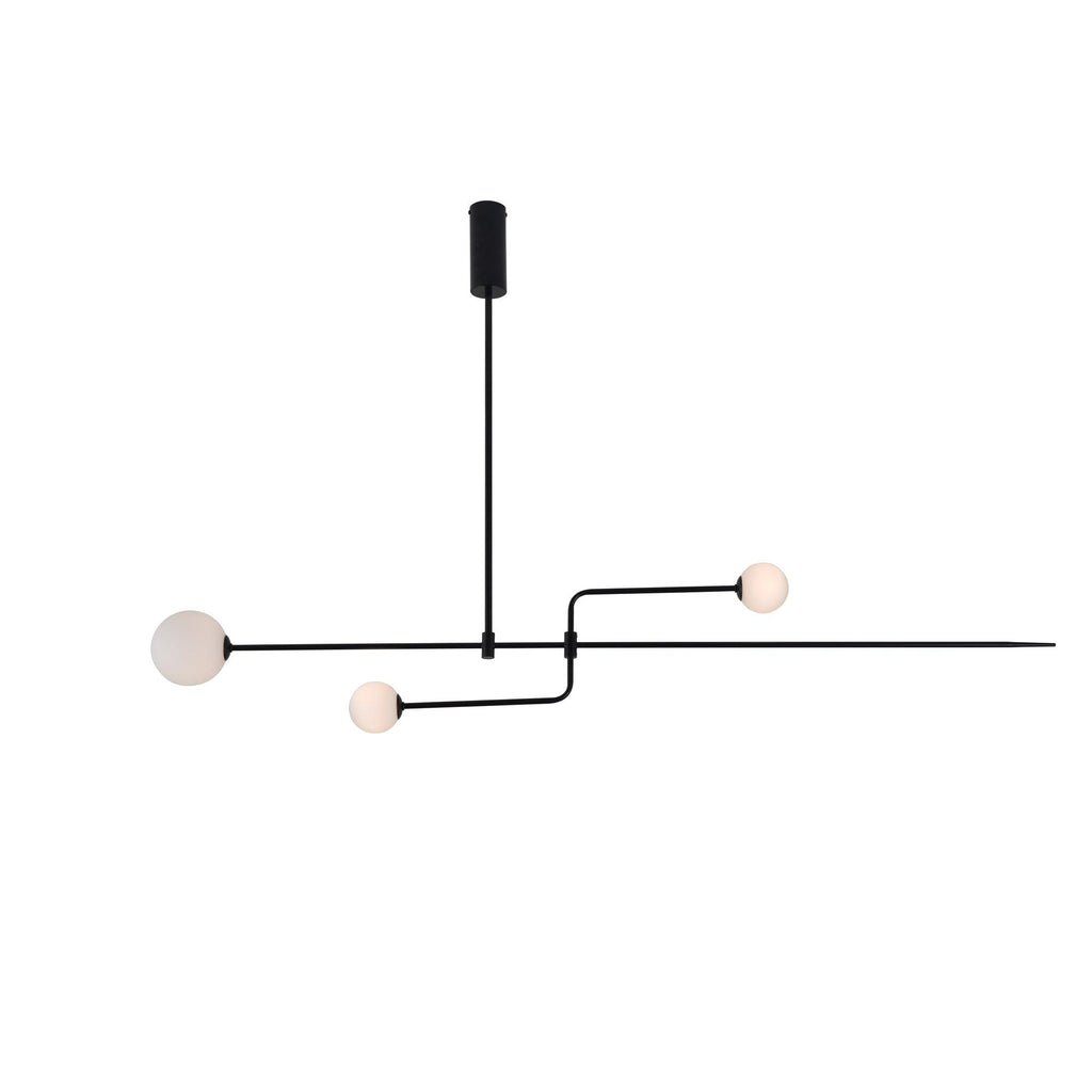 Minimalist Chandelier Patinated Brass Opaline Glass Adjustable 16