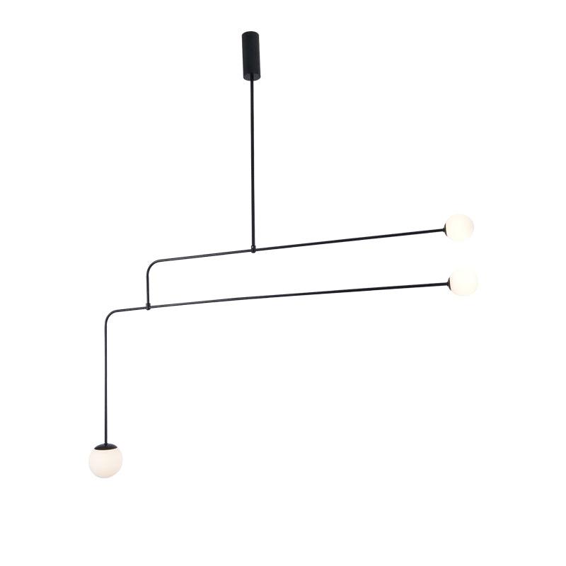 Minimalist Chandelier Patinated Brass Opaline Glass Adjustable 17