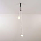 Minimalist Chandelier Patinated Brass Opaline Glass Adjustable 18
