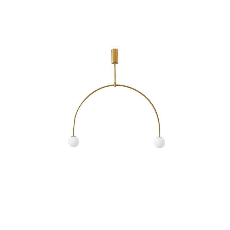 Minimalist Chandelier Patinated Brass Opaline Glass Adjustable 19