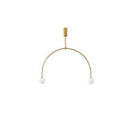 Minimalist Chandelier Patinated Brass Opaline Glass Adjustable 19