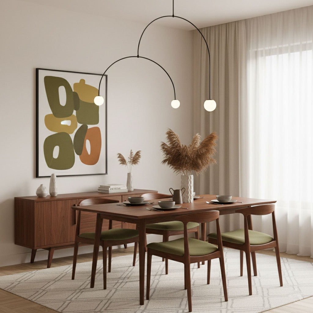 Minimalist Chandelier Patinated Brass Opaline Glass Adjustable 2