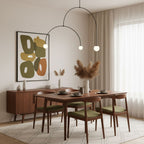 Minimalist Chandelier Patinated Brass Opaline Glass Adjustable 2