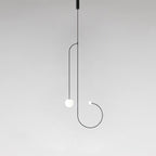 Minimalist Chandelier Patinated Brass Opaline Glass Adjustable 20