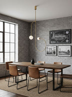 Minimalist Chandelier Patinated Brass Opaline Glass Adjustable 4