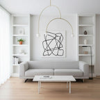 Minimalist Chandelier Patinated Brass Opaline Glass Adjustable 7