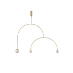 Minimalist Chandelier Patinated Brass Opaline Glass Adjustable 9
