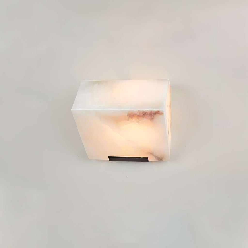 Minimalist Dimmable LED Wall Sconce White Alabaster Finish 11