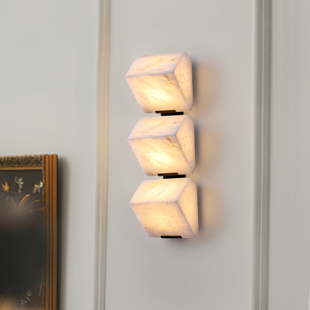 Minimalist Dimmable LED Wall Sconce White Alabaster Finish 2