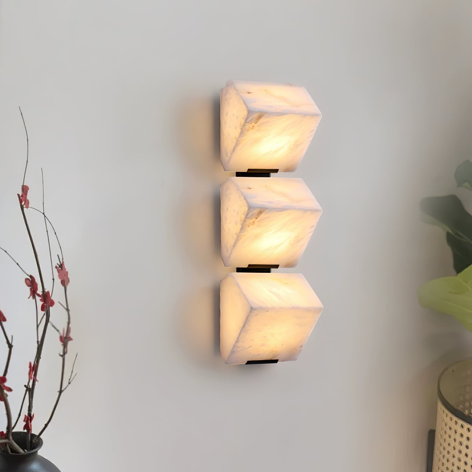Minimalist Dimmable LED Wall Sconce White Alabaster Finish 3