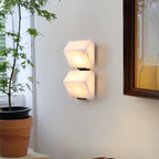 Minimalist Dimmable LED Wall Sconce White Alabaster Finish 4