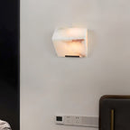 Minimalist Dimmable LED Wall Sconce White Alabaster Finish 5
