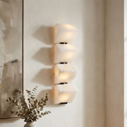 Minimalist Dimmable LED Wall Sconce White Alabaster Finish