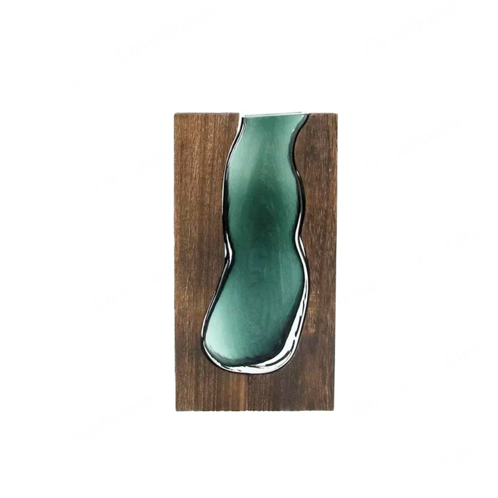Minimalist Glass Flower Vase Natural Wood Finish 6