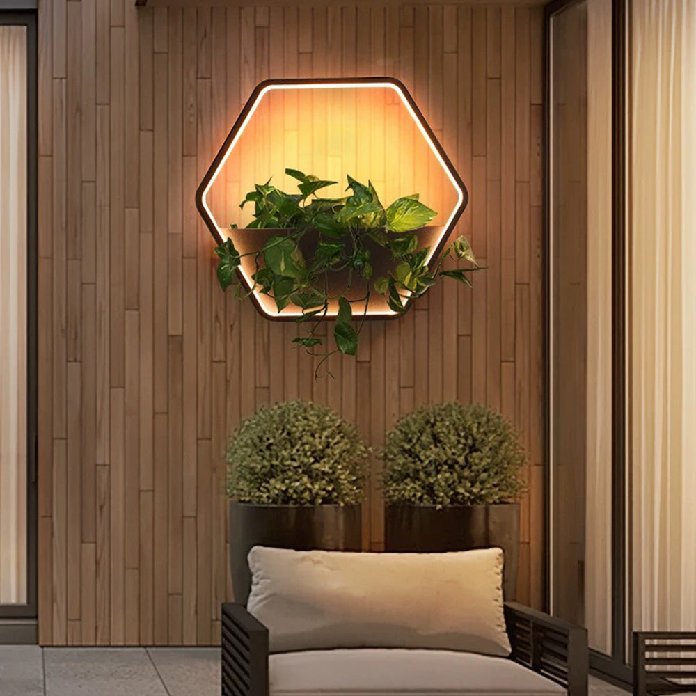 Minimalist Hexagonal Outdoor Wall Lamp – IP65 Waterproof Black Metal Exterior Wall Light for Courtyards and Balconies 2