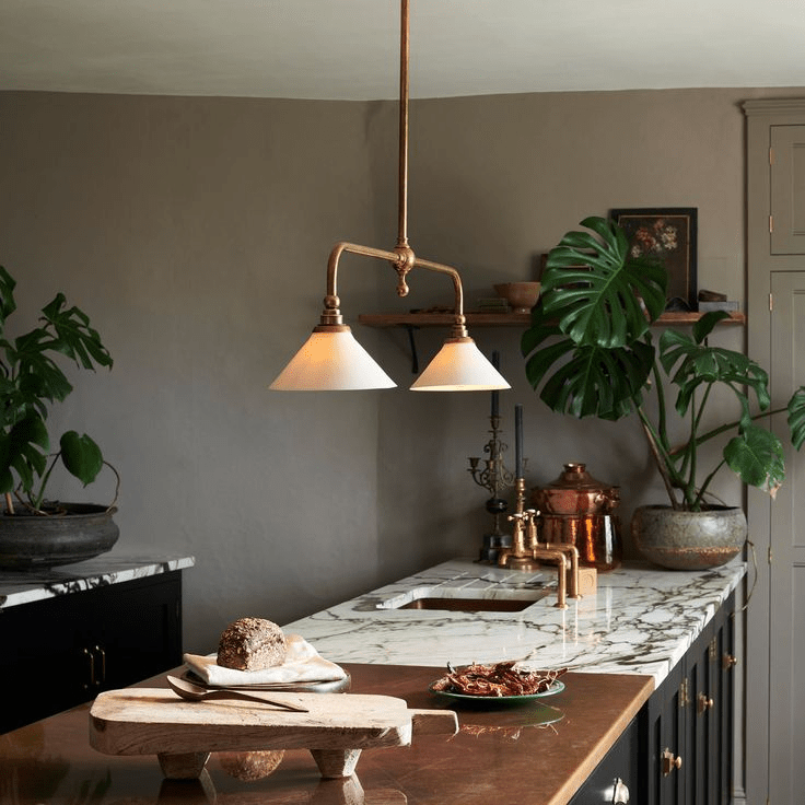 Minimalist Pendant Light Brass Ceramic Height 4