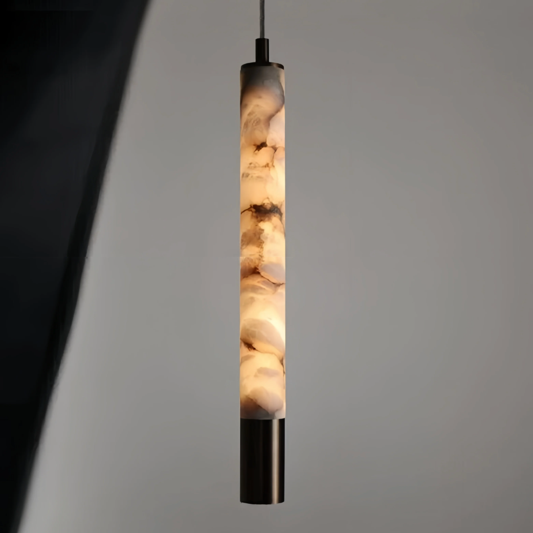 Minimalist Pendant Light Artificial Marble Copper Adjustable Height 0