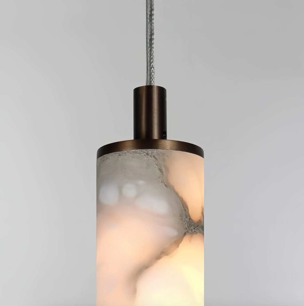 Minimalist Pendant Light Artificial Marble Copper Adjustable Height 1