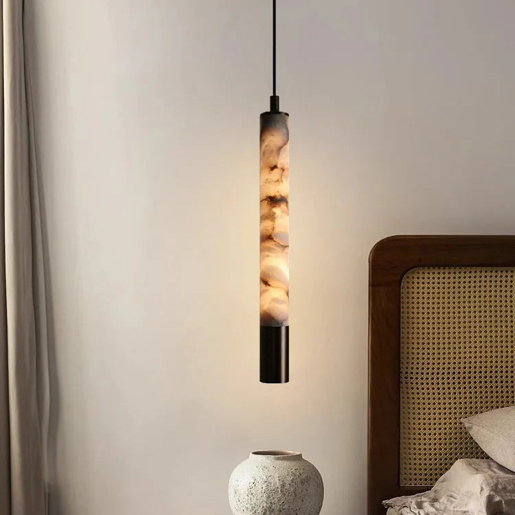 Minimalist Pendant Light Artificial Marble Copper Adjustable Height 2