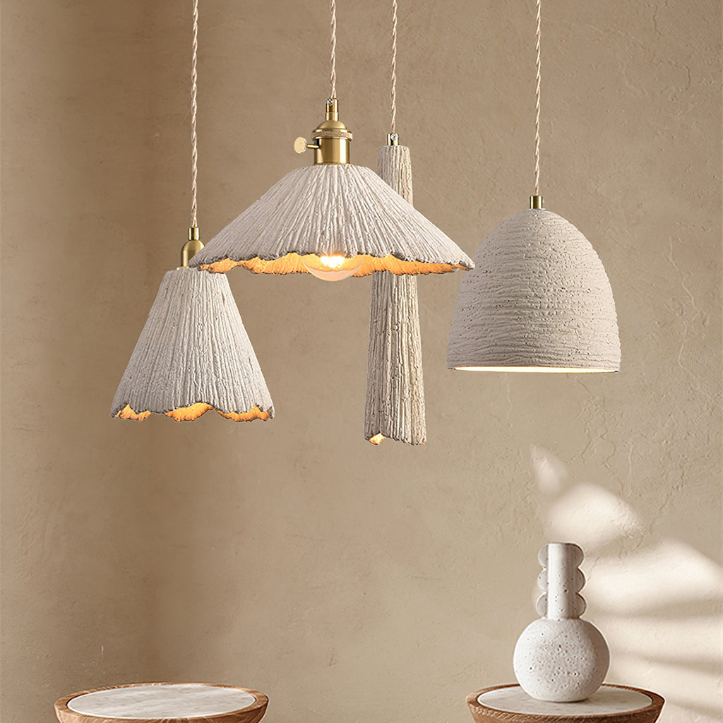 Minimalist Pendant Light Cement Finish Adjustable Height 2