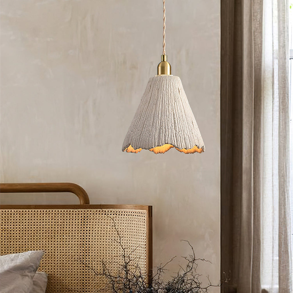 Minimalist Pendant Light Cement Finish Adjustable Height 4