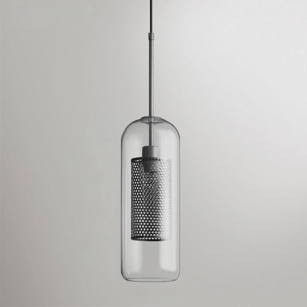 Clear Glass Metal Pendant Light Capsule Shape Adjustable Silver Finish Modern Kitchen Dining Room Home Decor - Stack & Clear 3
