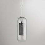Clear Glass Metal Pendant Light Capsule Shape Adjustable Silver Finish Modern Kitchen Dining Room Home Decor - Stack & Clear 3