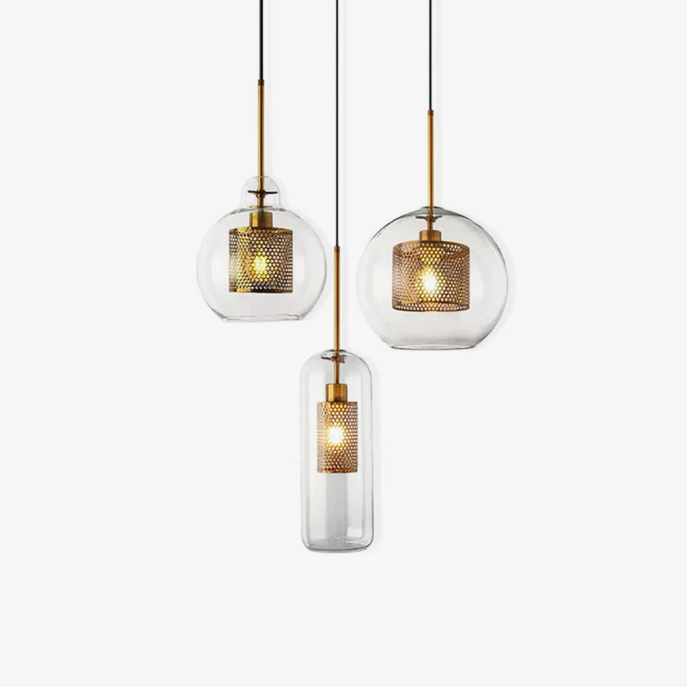 Clear Glass Metal Pendant Light Capsule Shape Adjustable Silver Finish Modern Kitchen Dining Room Home Decor - Stack & Clear 4