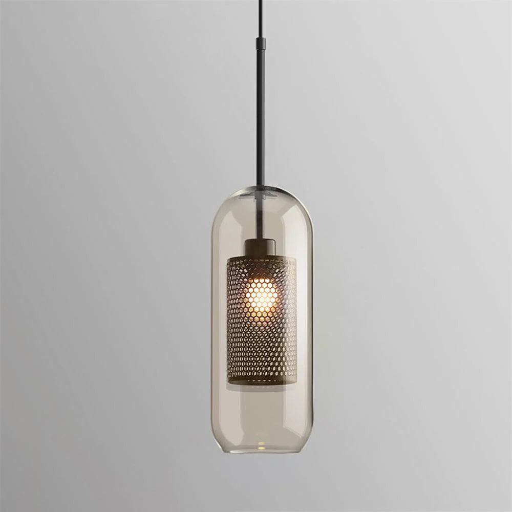 Clear Glass Metal Pendant Light Capsule Shape Adjustable Silver Finish Modern Kitchen Dining Room Home Decor - Stack & Clear 16