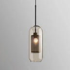 Clear Glass Metal Pendant Light Capsule Shape Adjustable Silver Finish Modern Kitchen Dining Room Home Decor - Stack & Clear 16