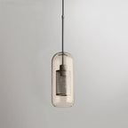 Clear Glass Metal Pendant Light Capsule Shape Adjustable Silver Finish Modern Kitchen Dining Room Home Decor - Stack & Clear 20