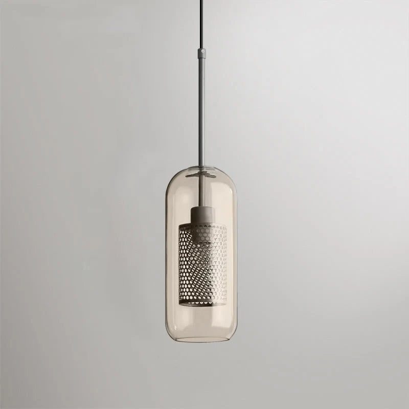 Clear Glass Metal Pendant Light Capsule Shape Adjustable Silver Finish Modern Kitchen Dining Room Home Decor - Stack & Clear 20